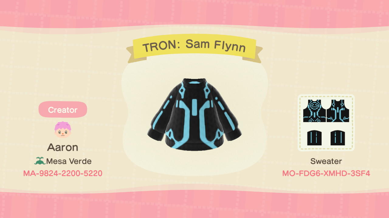 Animal Crossing Design Code: MO-FDG6-XMHD-3SF4 Tron Legacy