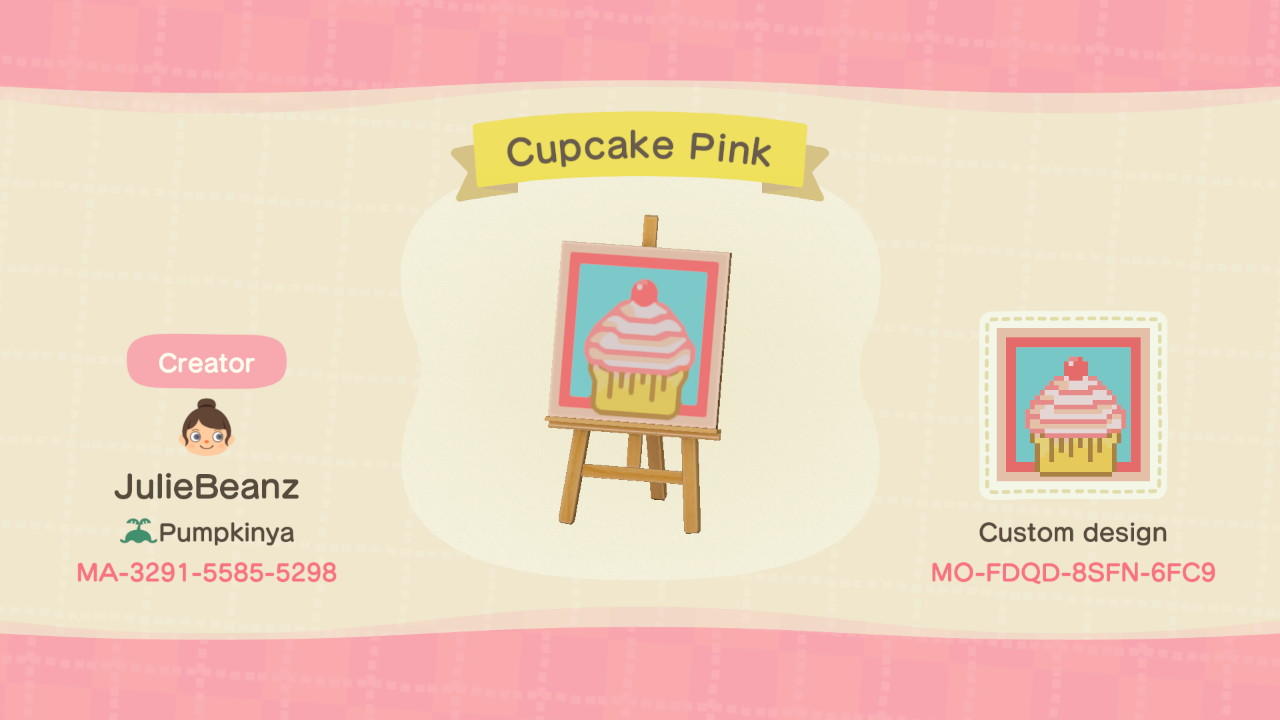 Animal Crossing Design Code: MO-FDQD-8SFN-6FC9 Cupcake Pink
