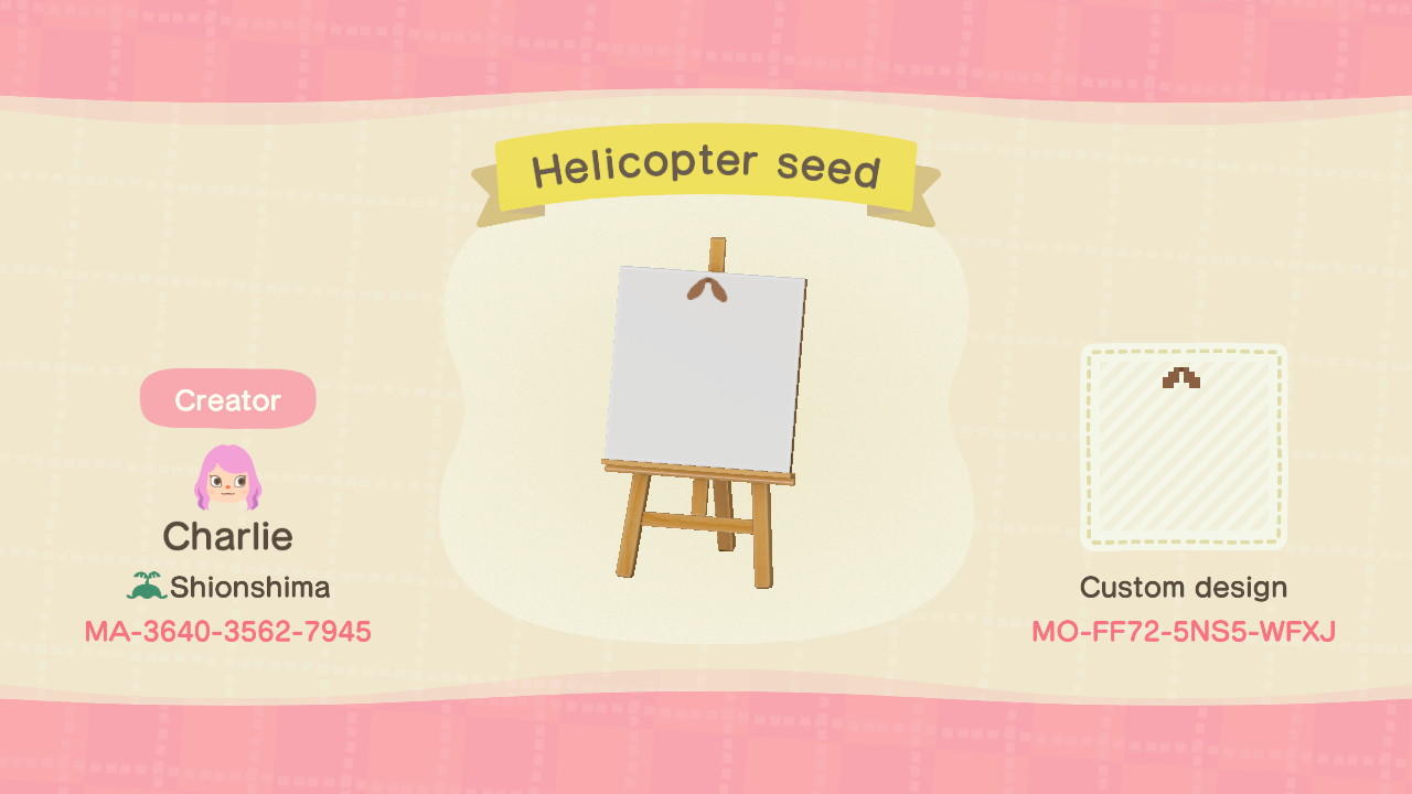 Animal Crossing Design Code: MO-FF72-5NS5-WFXJ Helicopter seed