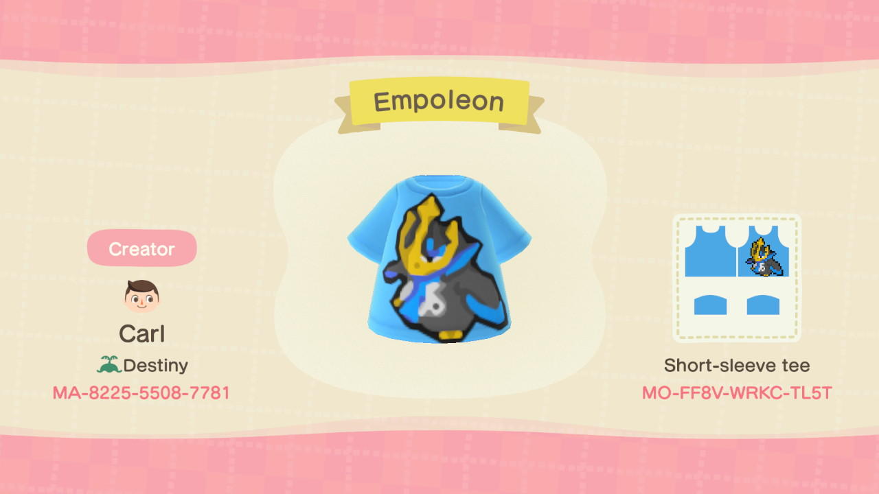 Animal Crossing Design Code: MO-FF8V-WRKC-TL5T Empoleon