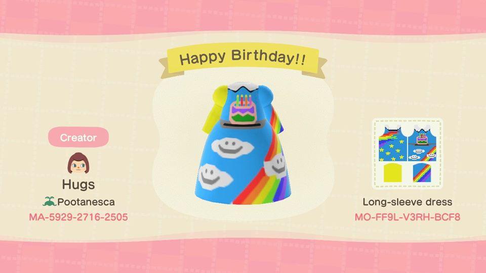 Animal Crossing Design Code: MO-FF9L-V3RH-BCF8 Happy Birthday!!
