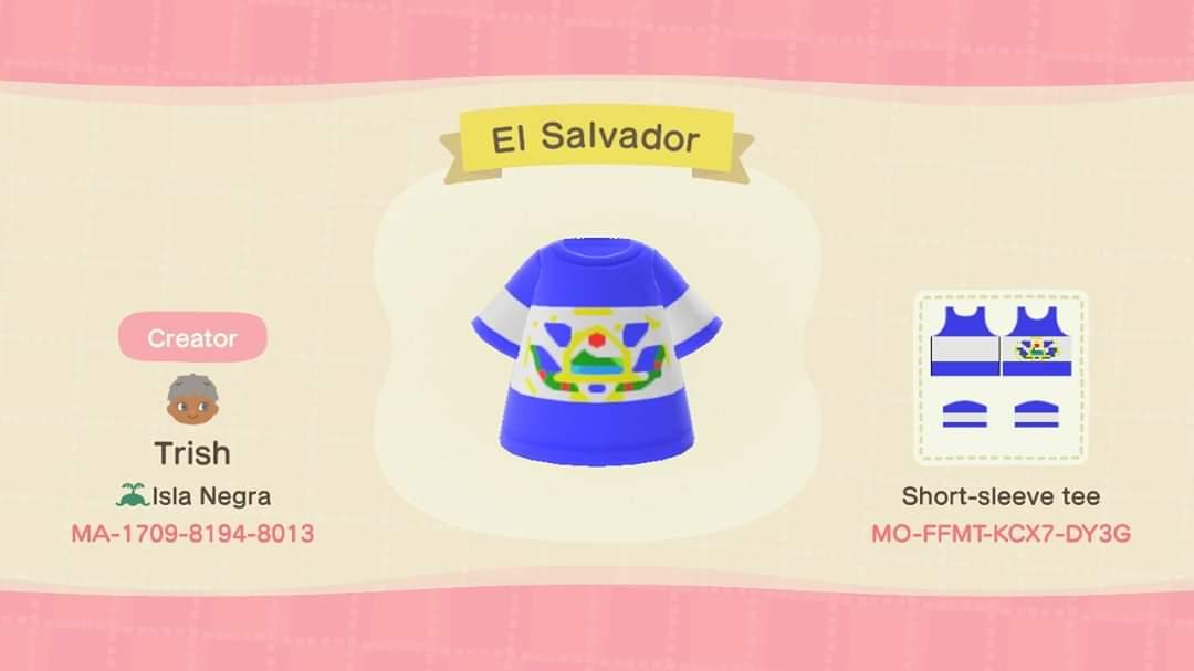 Animal Crossing Design Code: MO-FFMT-KCX7-DY3G El Salvador