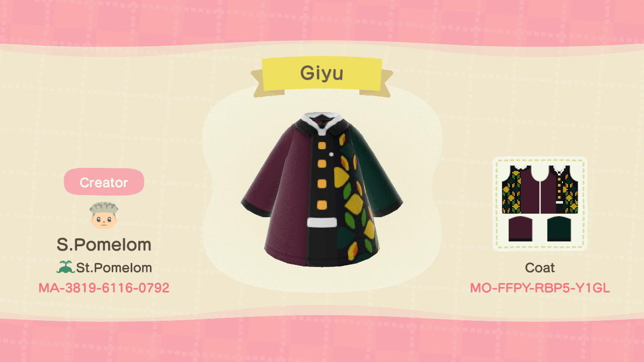 Animal Crossing Design Code: MO-FFPY-RBP5-Y1GL Demon Slayer Giyu