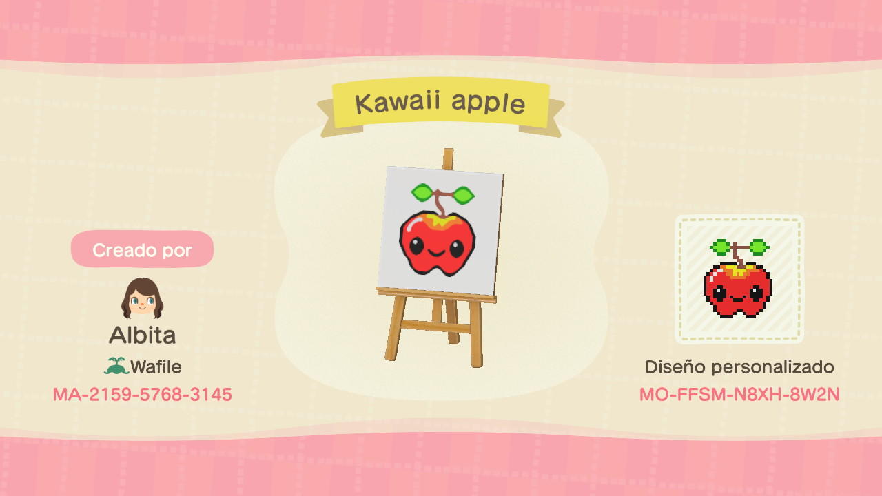 Animal Crossing Design Code: MO-FFSM-N8XH-8W2N Kawaii apple