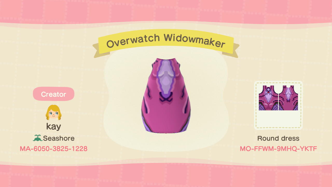 Animal Crossing Design Code: MO-FFWM-9MHQ-YKTF Overwatch Widowmaker