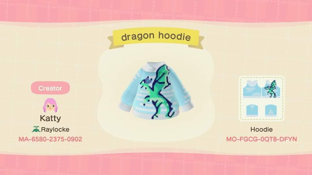 Animal Crossing Design Code: MO-FGCG-0QT8-DFYN Dragon Hoodie