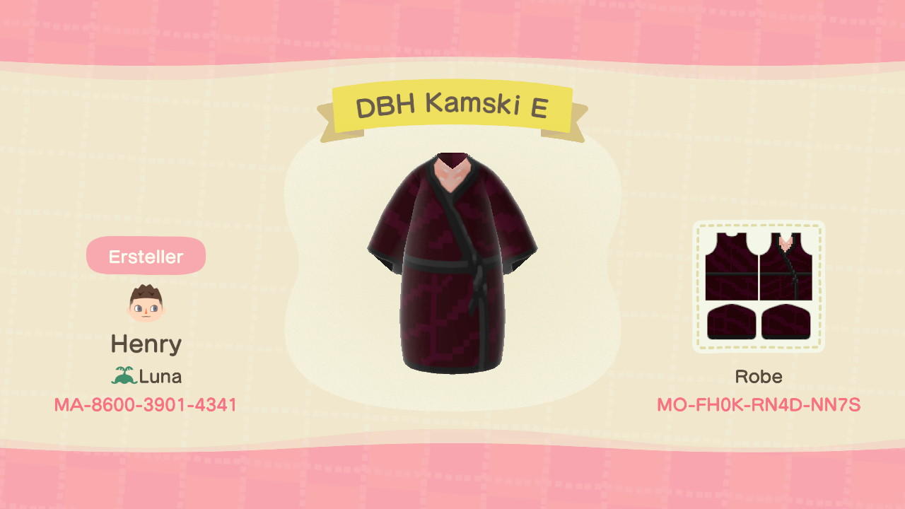 Animal Crossing Design Code: MO-FH0K-RN4D-NN7S DBH Kamski