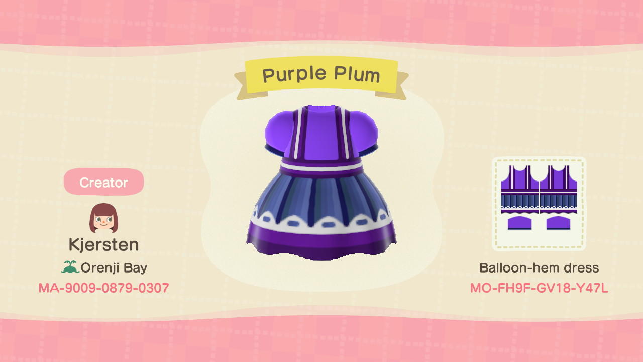 Animal Crossing Design Code: MO-FH9F-GV18-Y47L Purple Plum