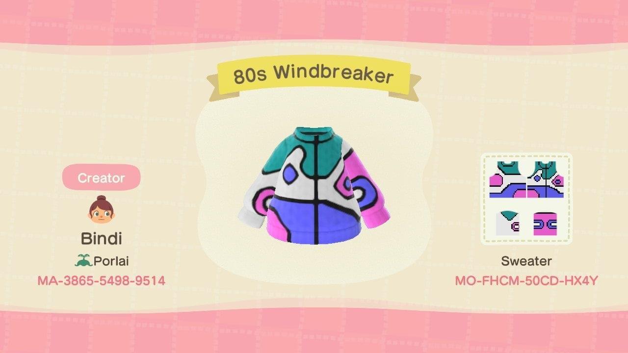 Animal Crossing Design Code: MO-FHCM-50CD-HX4Y 80s Windbreaker