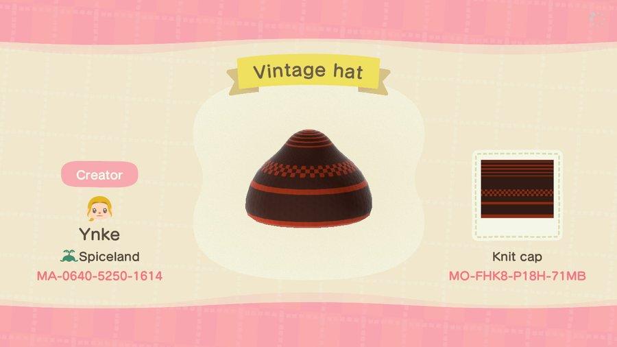 Animal Crossing Design Code: MO-FHK8-P18H-71MB Vintage hat