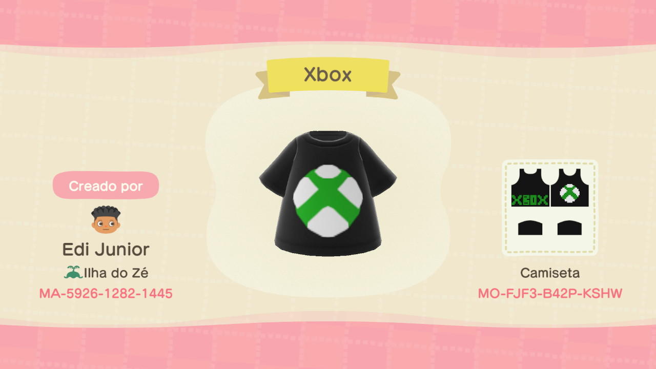Animal Crossing Design Code: MO-FJF3-B42P-KSHW Xbox