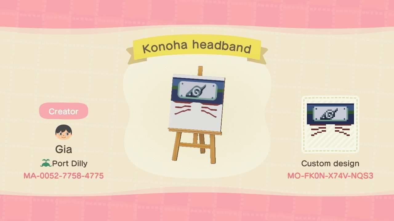 Animal Crossing Design Code: MO-FK0N-X74V-NQS3 Naruto headband