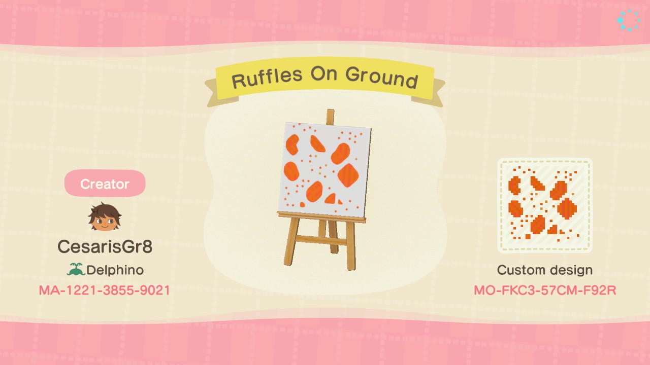 Animal Crossing Design Code: MO-FKC3-57CM-F92R Ruffles on Ground