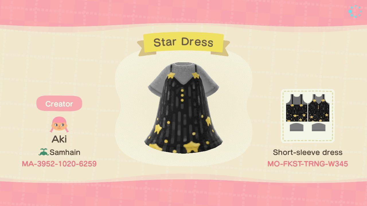 Animal Crossing Design Code: MO-FKST-TRNG-W345 Star Dress