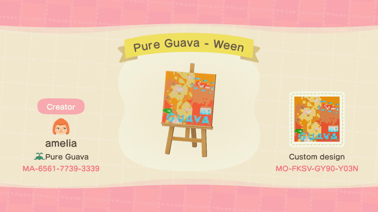 Animal Crossing Design Code: MO-FKSV-GY90-Y03N Pure Guava - Ween