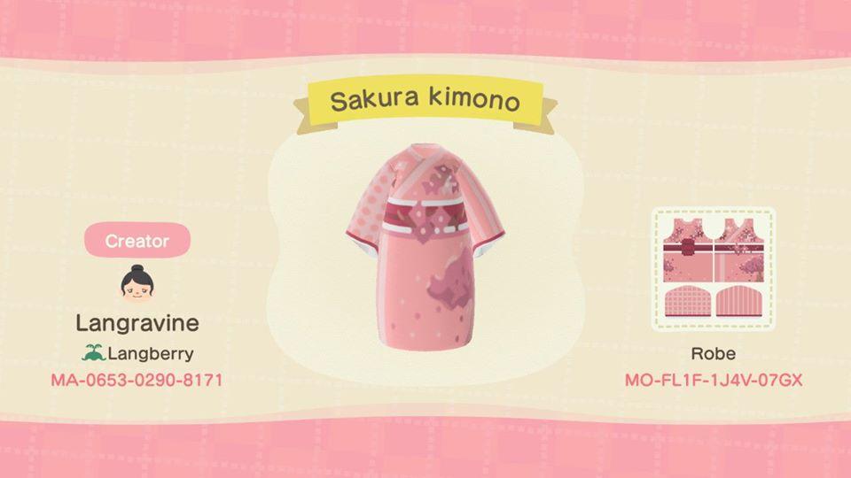Animal Crossing Design Code: MO-FL1F-1J4V-07GX Sakura Kimono