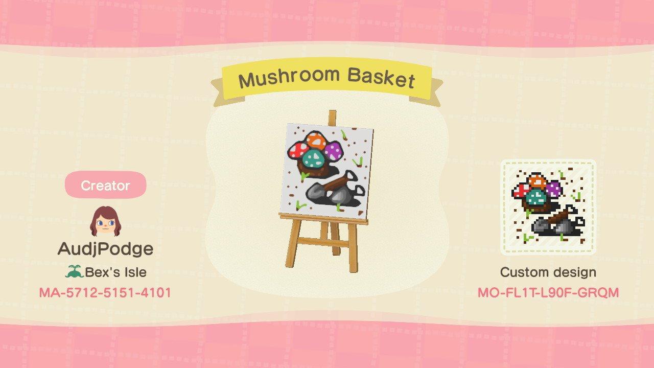 Animal Crossing Design Code: MO-FL1T-L90F-GRQM Mushroom Basket
