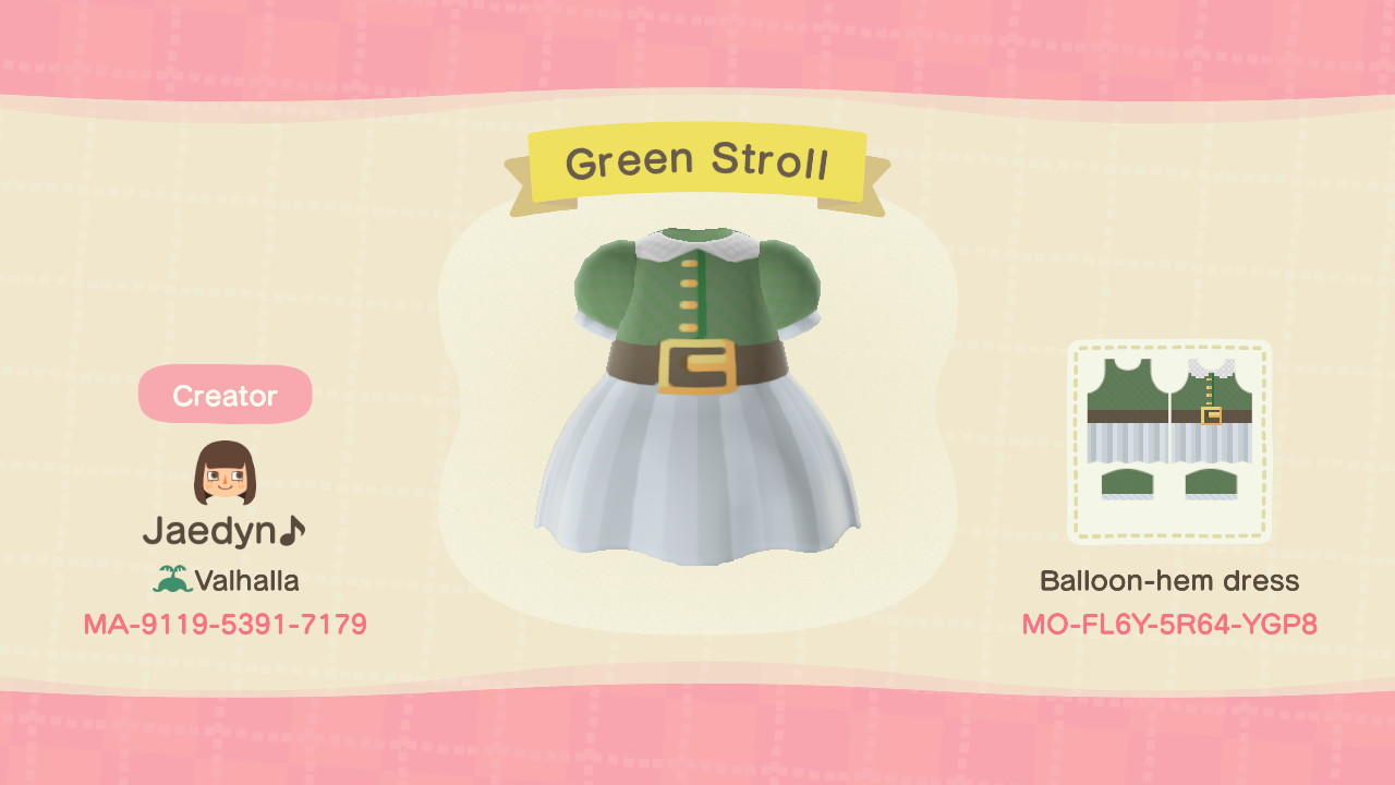 Animal Crossing Design Code: MO-FL6Y-5R64-YGP8 Green Stroll