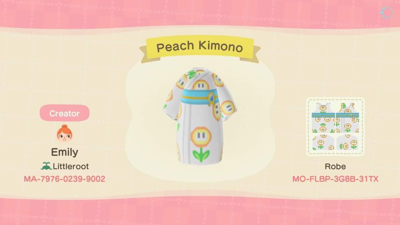 Animal Crossing Design Code: MO-FLBP-3G8B-31TX Peach Kimono