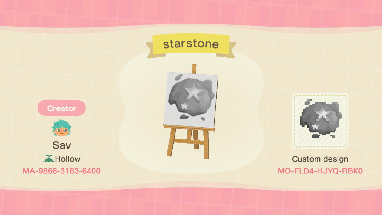 Animal Crossing Design Code: MO-FLD4-HJYQ-RBK0 starstone
