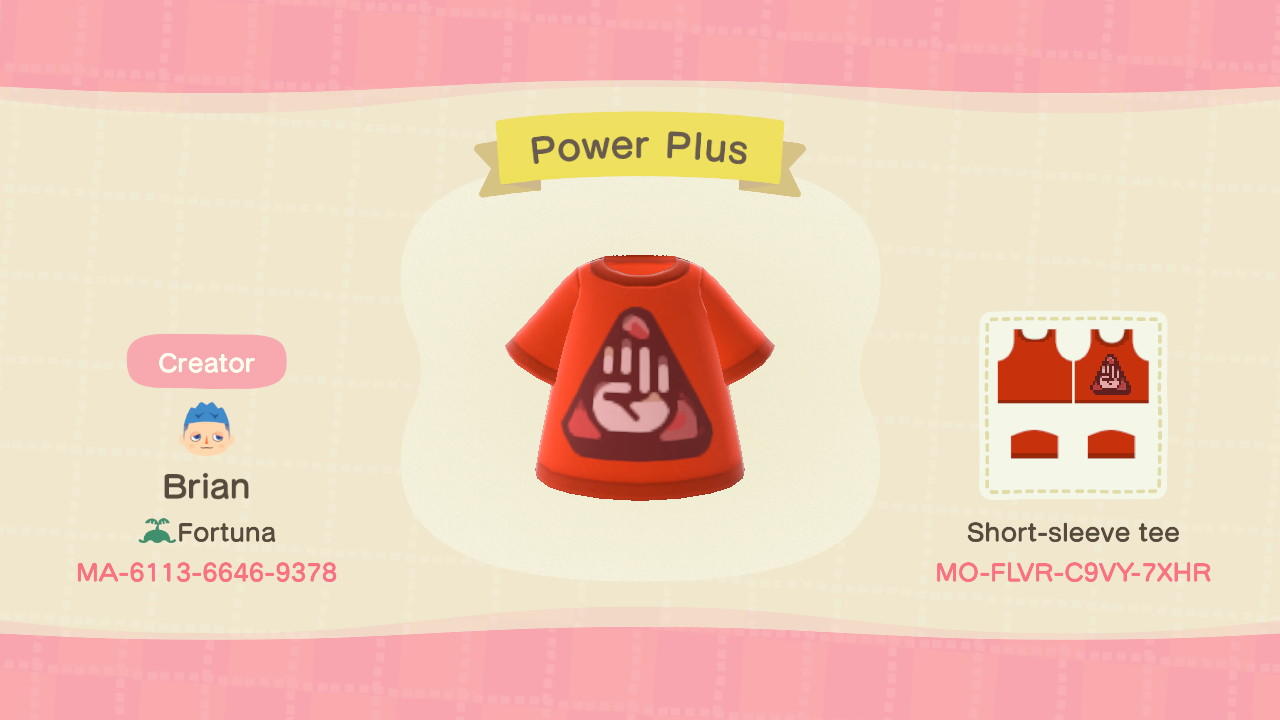 Animal Crossing Design Code: MO-FLVR-C9VY-7XHR Power Plus