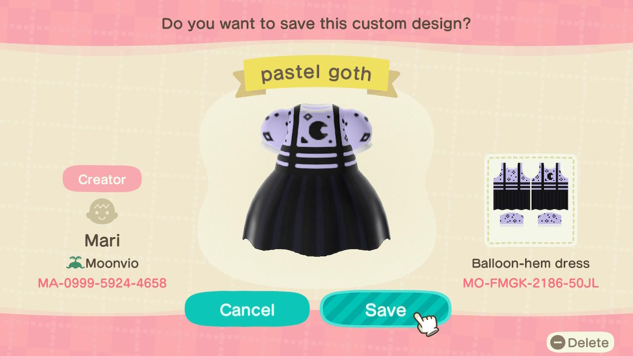 Animal Crossing Design Code: MO-FMGK-2186-50JL pastel goth