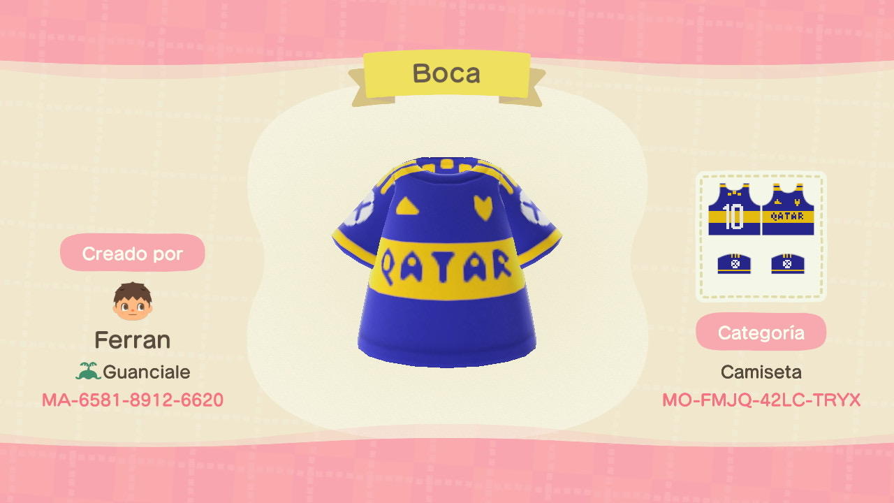 Animal Crossing Design Code: MO-FMJQ-42LC-TRYX Boca Juniors
