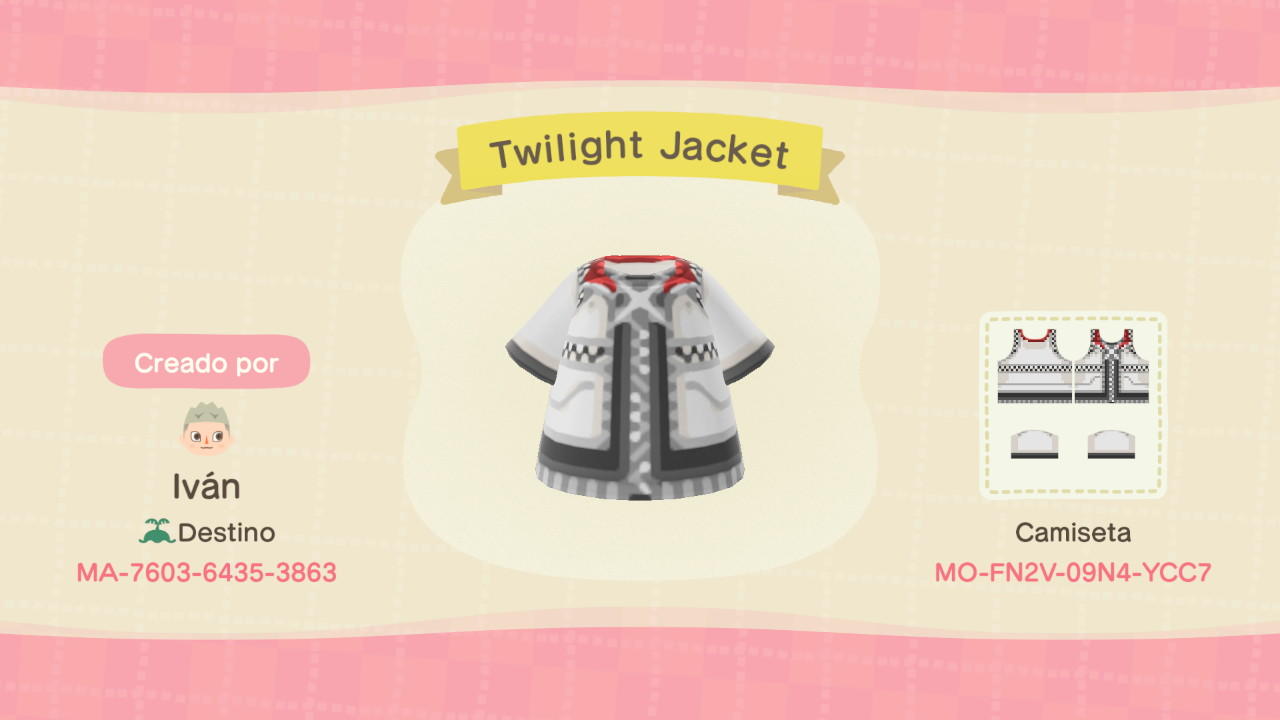 Animal Crossing Design Code: MO-FN2V-09N4-YCC7 Twilight Jacket
