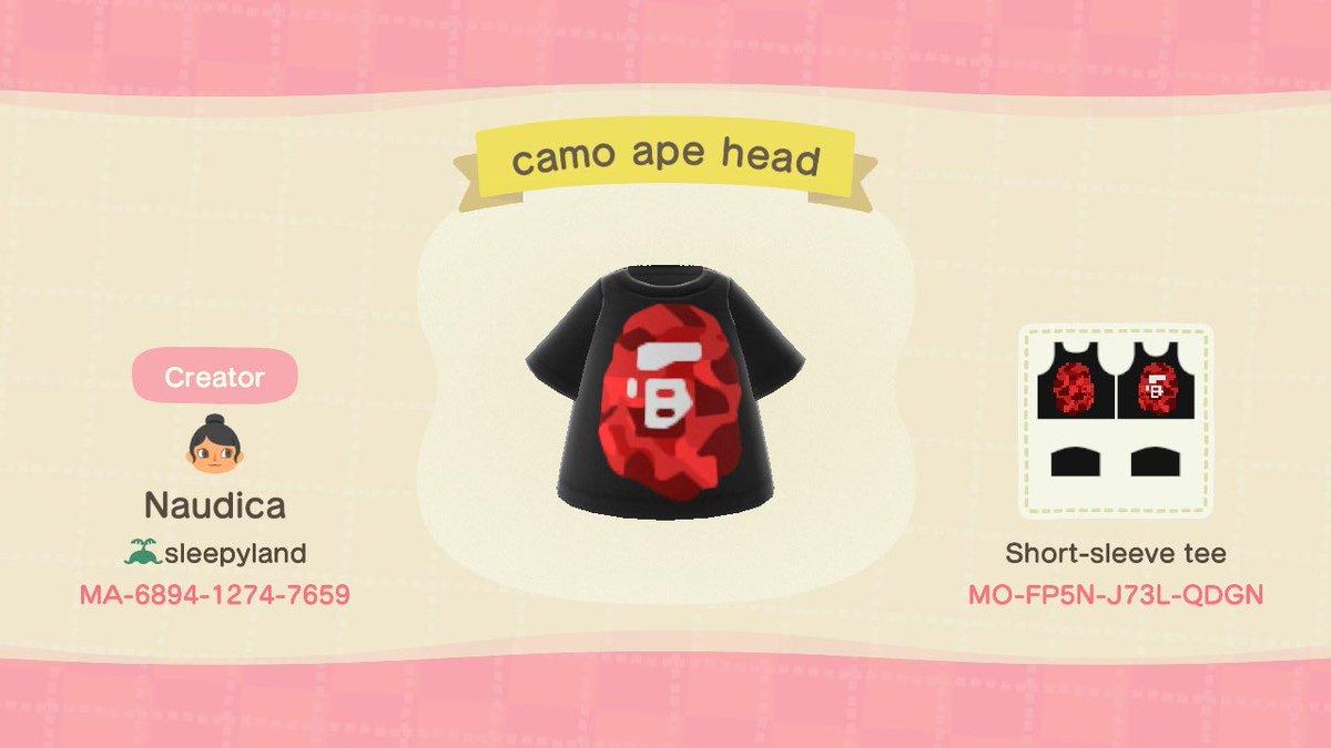 Animal Crossing Design Code: MO-FP5N-J73L-QDGN camo ape head