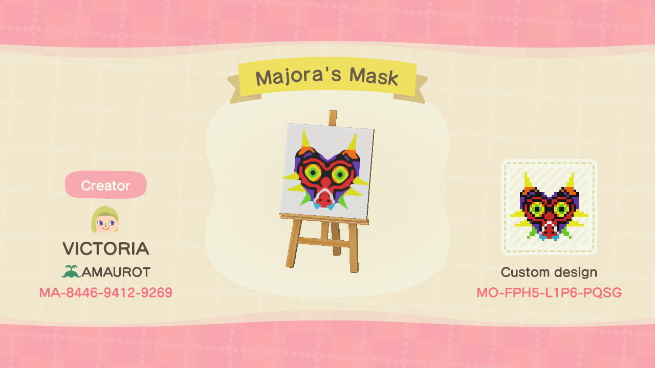 Animal Crossing Design Code: MO-FPH5-L1P6-PQSG Majora&#39;s Mask