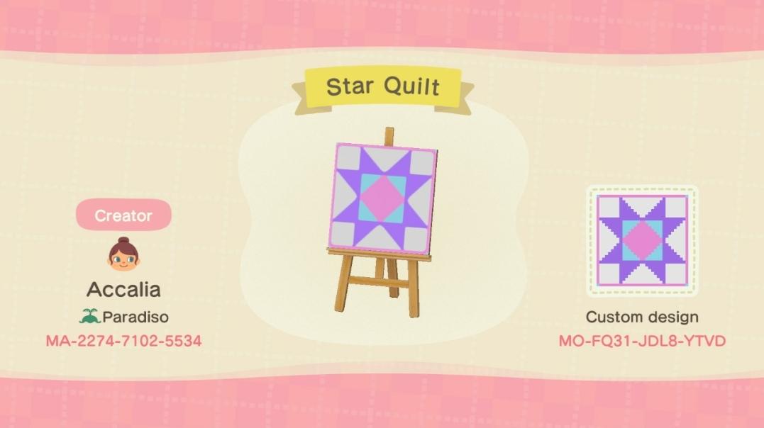 Animal Crossing Design Code: MO-FQ31-JDL8-YTVD Star Quilt