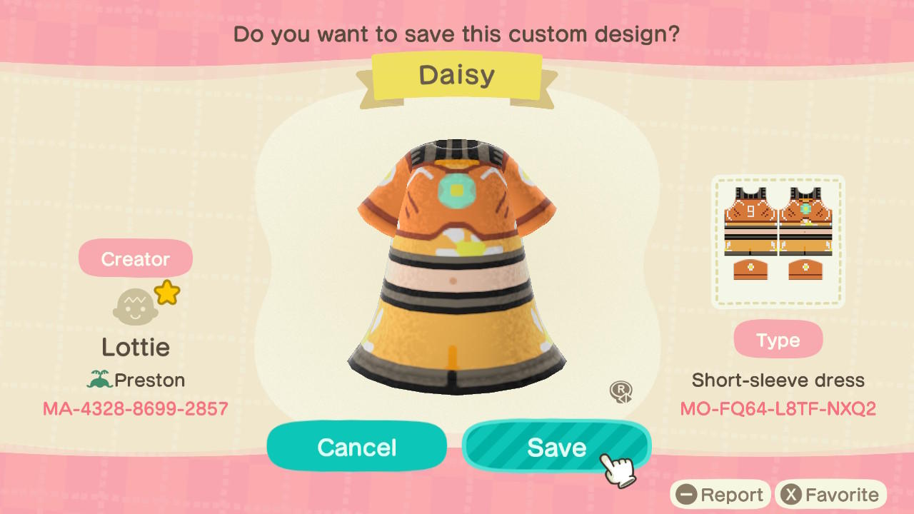 Animal Crossing Design Code: MO-FQ64-L8TF-NXQ2 Daisy Football