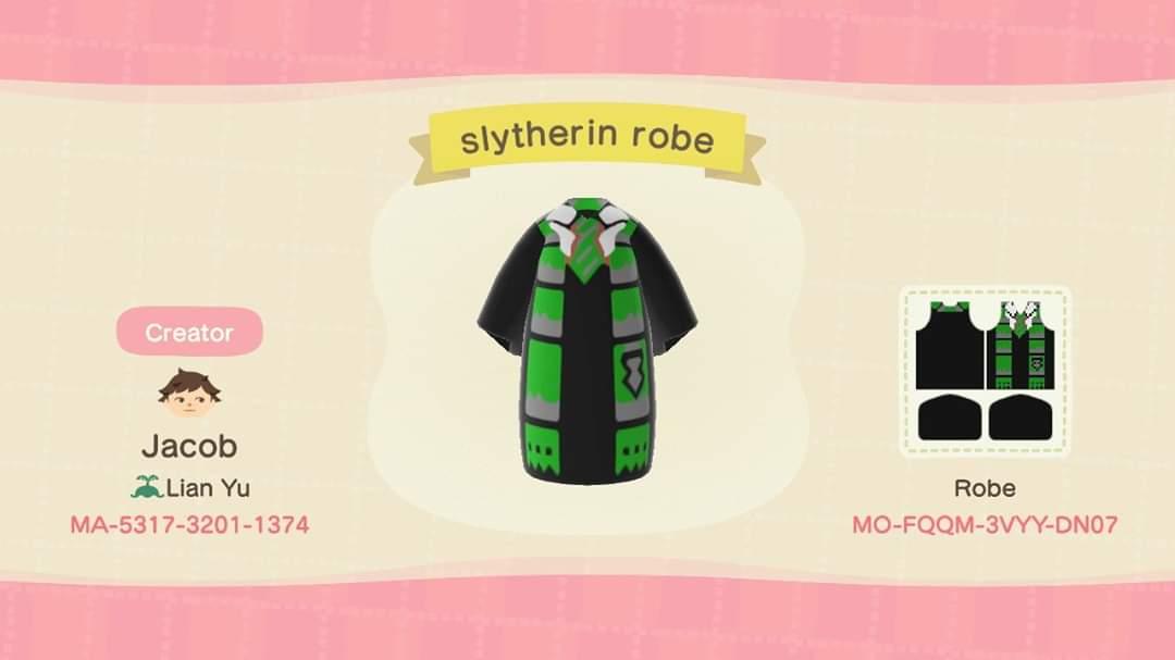 Animal Crossing Design Code: MO-FQQM-3VYY-DN07 Slytherin Robe