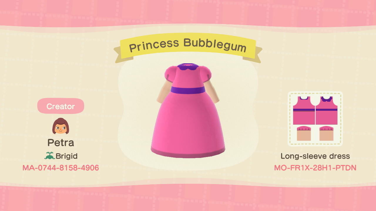 Animal Crossing Design Code: MO-FR1X-28H1-PTDN Princess Bubblegum