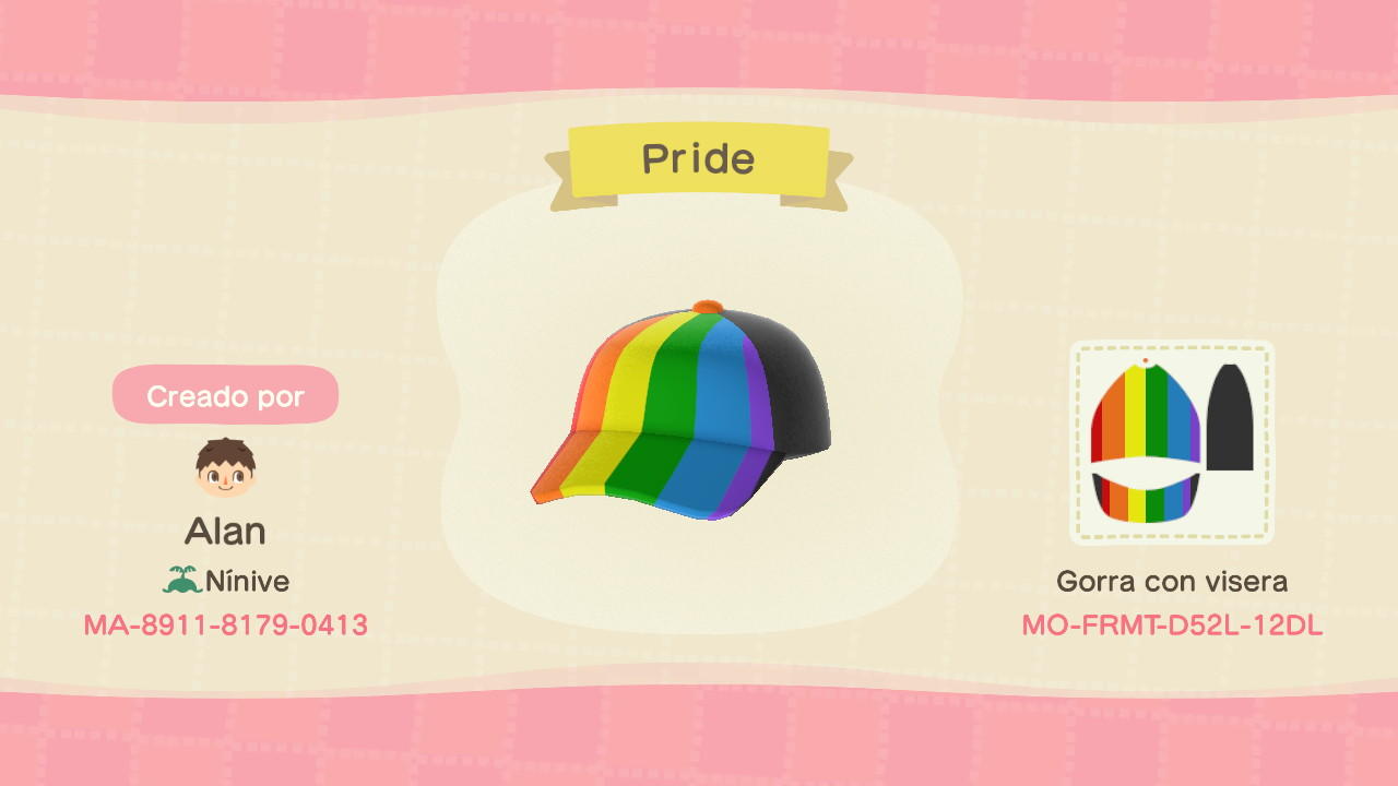 Animal Crossing Design Code: MO-FRMT-D52L-12DL Pride