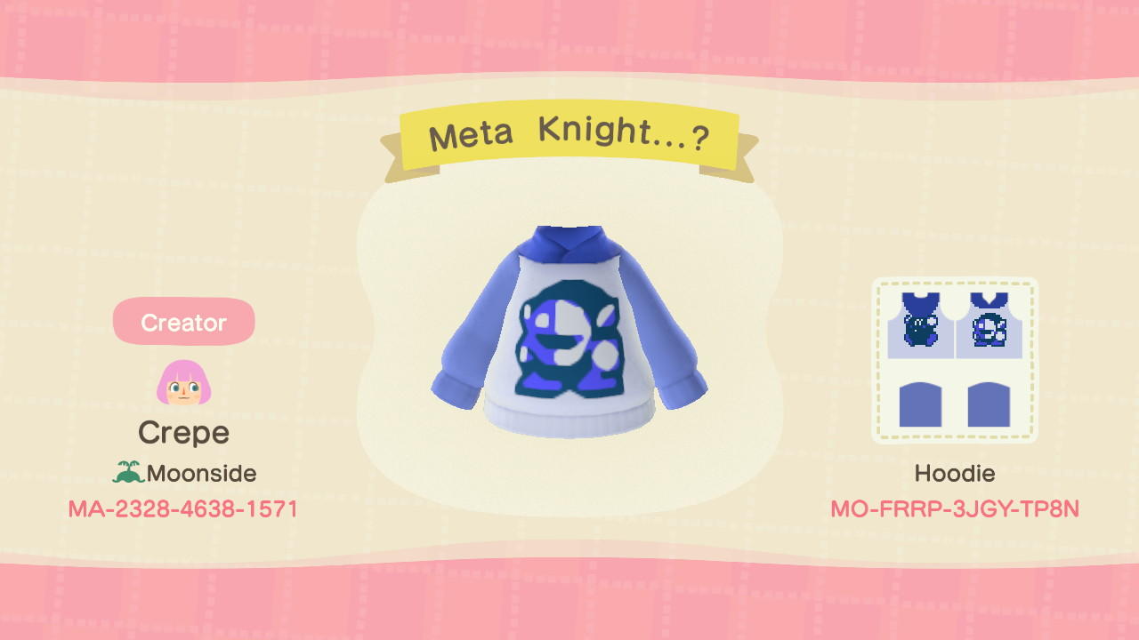Animal Crossing Design Code: MO-FRRP-3JGY-TP8N Meta Knight...?