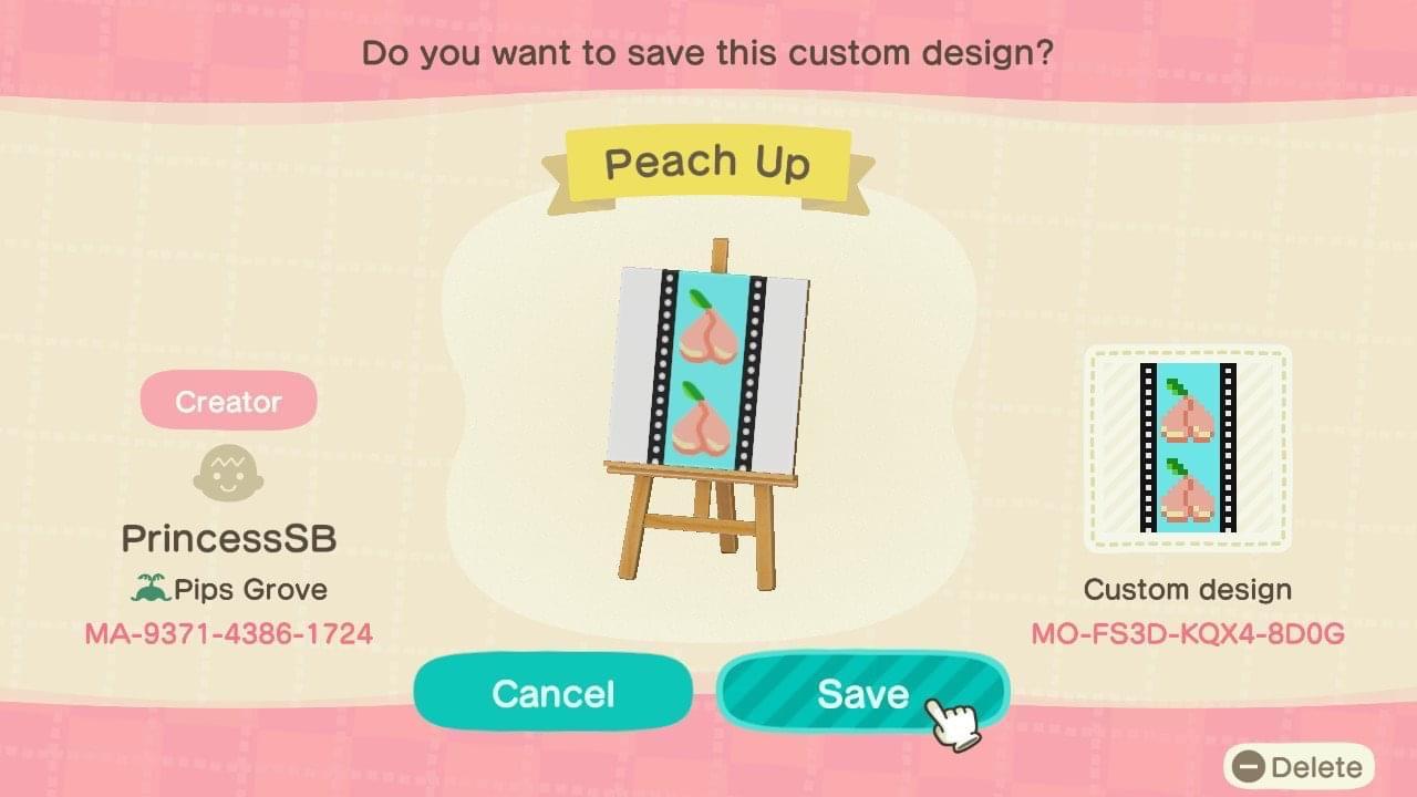 Animal Crossing Design Code: MO-FS3D-KQX4-8D0G Peach Path Up