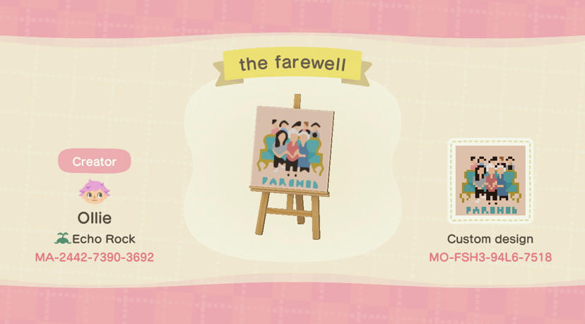 Animal Crossing Design Code: MO-FSH3-94L6-7518 The Farewell Poster