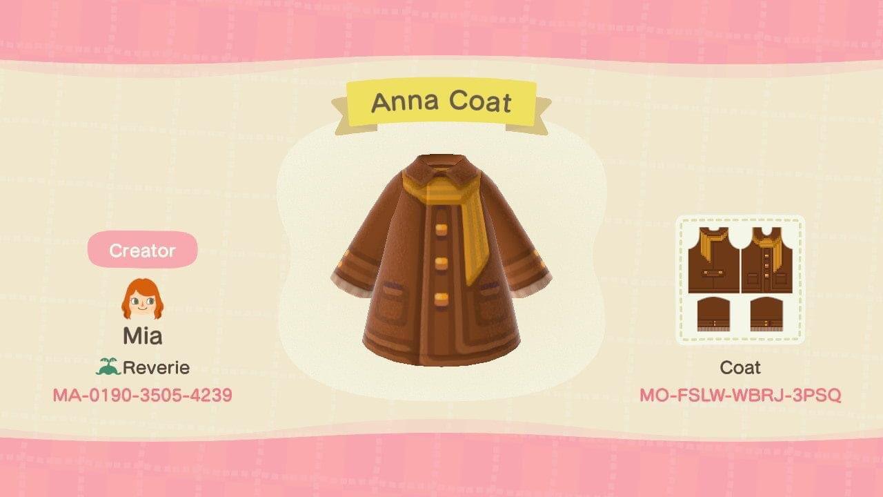 Animal Crossing Design Code: MO-FSLW-WBRJ-3PSQ Anna Coat