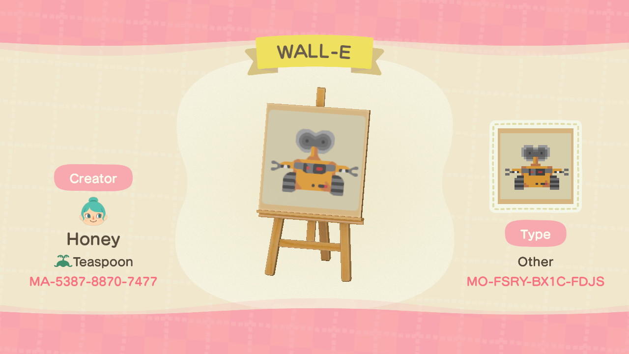 Animal Crossing Design Code: MO-FSRY-BX1C-FDJS WALL-E