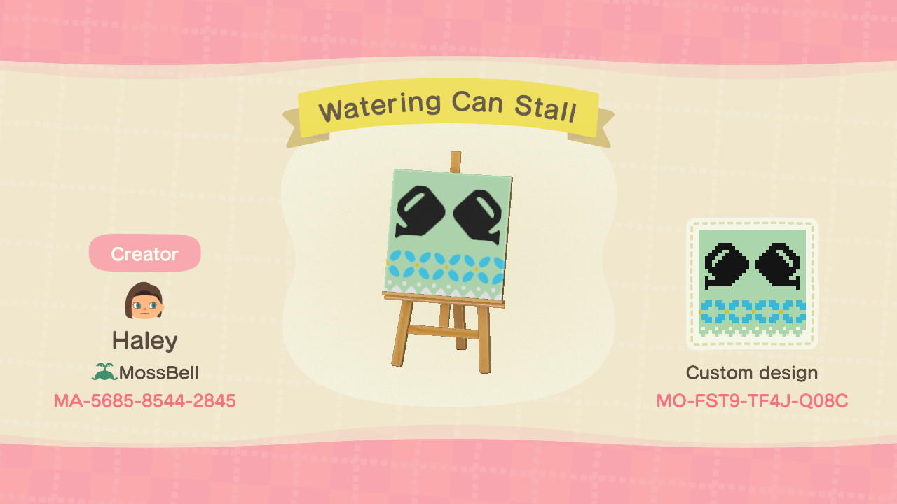 Animal Crossing Design Code: MO-FST9-TF4J-Q08C Watering Can Stall