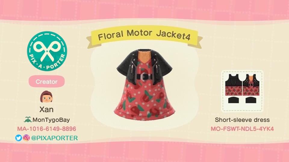 Animal Crossing Design Code: MO-FSWT-NDL5-4YK4 Floral Motor jacket4