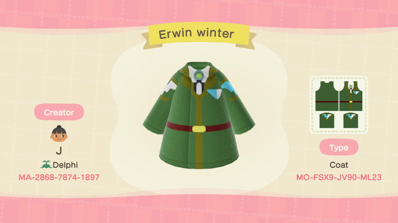Animal Crossing Design Code: MO-FSX9-JV90-ML23 Erwin Smith Winter