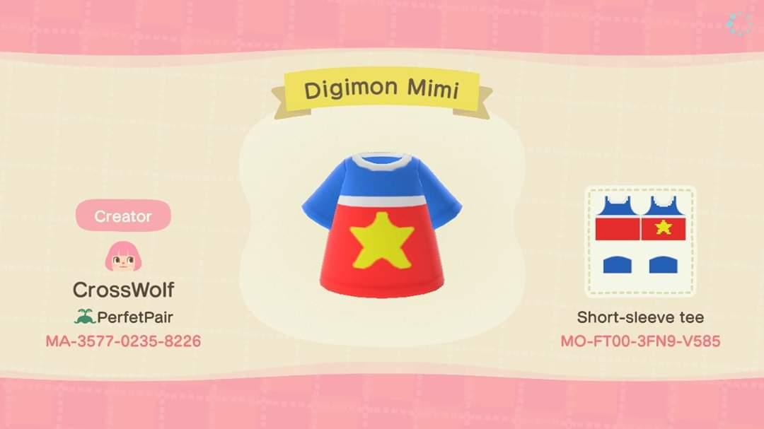 Animal Crossing Design Code: MO-FT00-3FN9-V585 Digimon Mimi