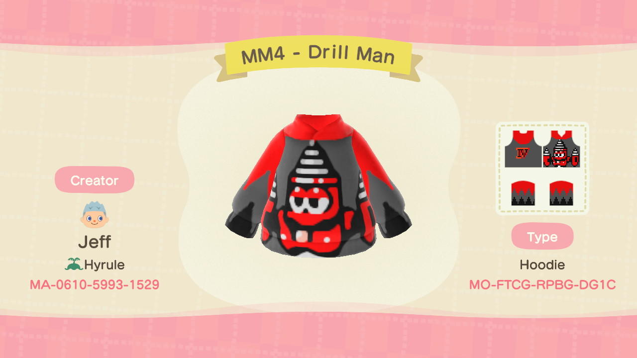 Animal Crossing Design Code: MO-FTCG-RPBG-DG1C MM4 - Drill Man