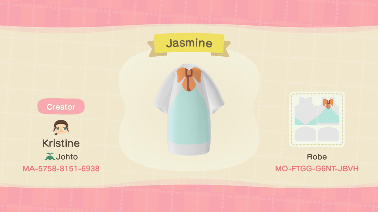 Animal Crossing Design Code: MO-FTGG-G6NT-JBVH Jasmine