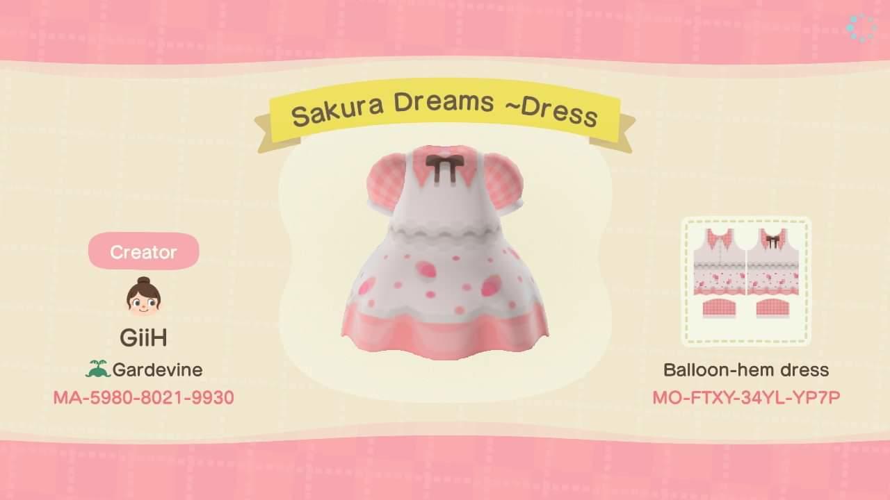 Animal Crossing Design Code: MO-FTXY-34YL-YP7P Sakura Dreams ~Dress