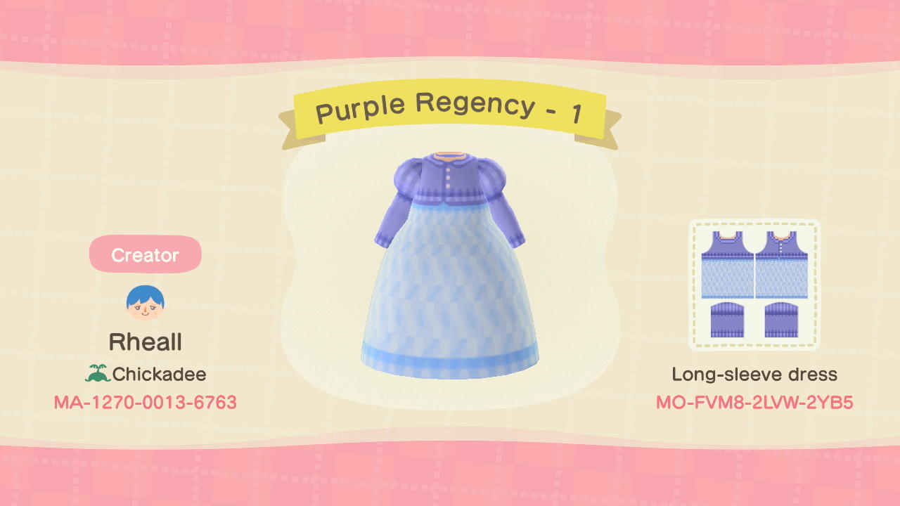 Animal Crossing Design Code: MO-FVM8-L2VW-2YB5 Purple Regency - 1