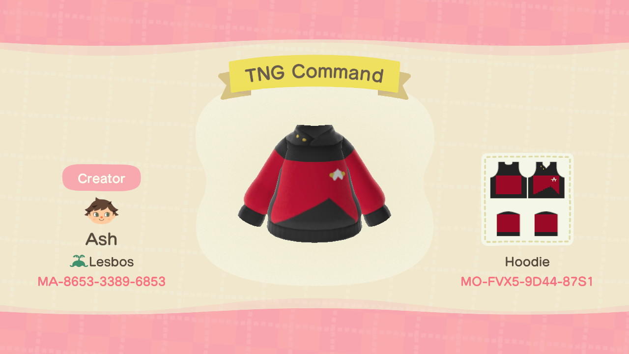 Animal Crossing Design Code: MO-FVX5-9D44-87S1 TNG Command