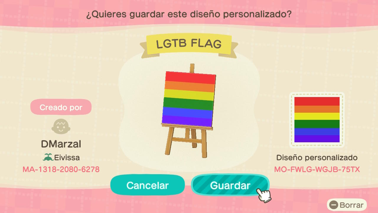 Animal Crossing Design Code: MO-FWLG-WGJB-75TX LGTB FLAG